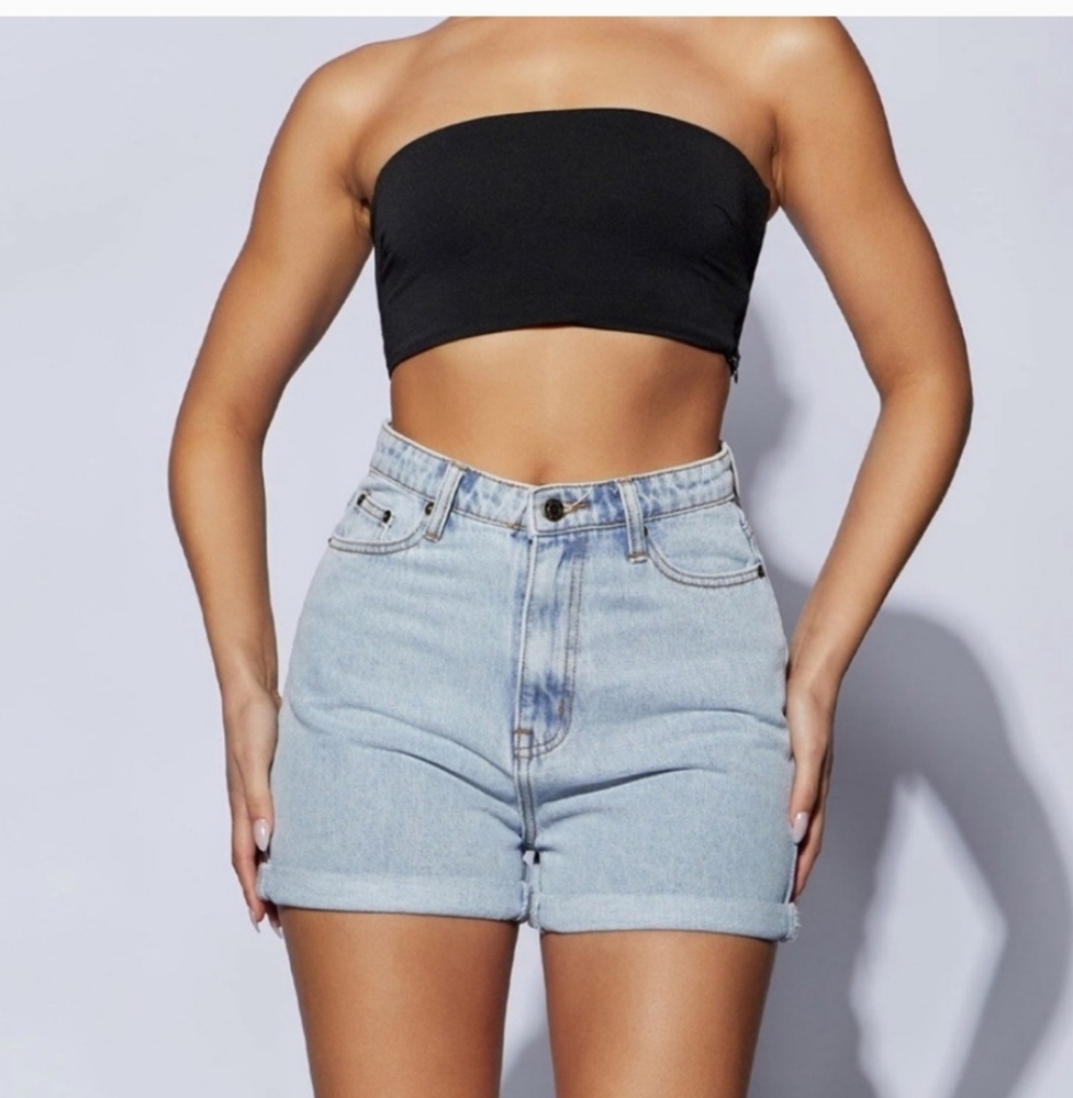 EUC Meshki Size 8 High Waisted Light Wash Blue Jean Shorts!